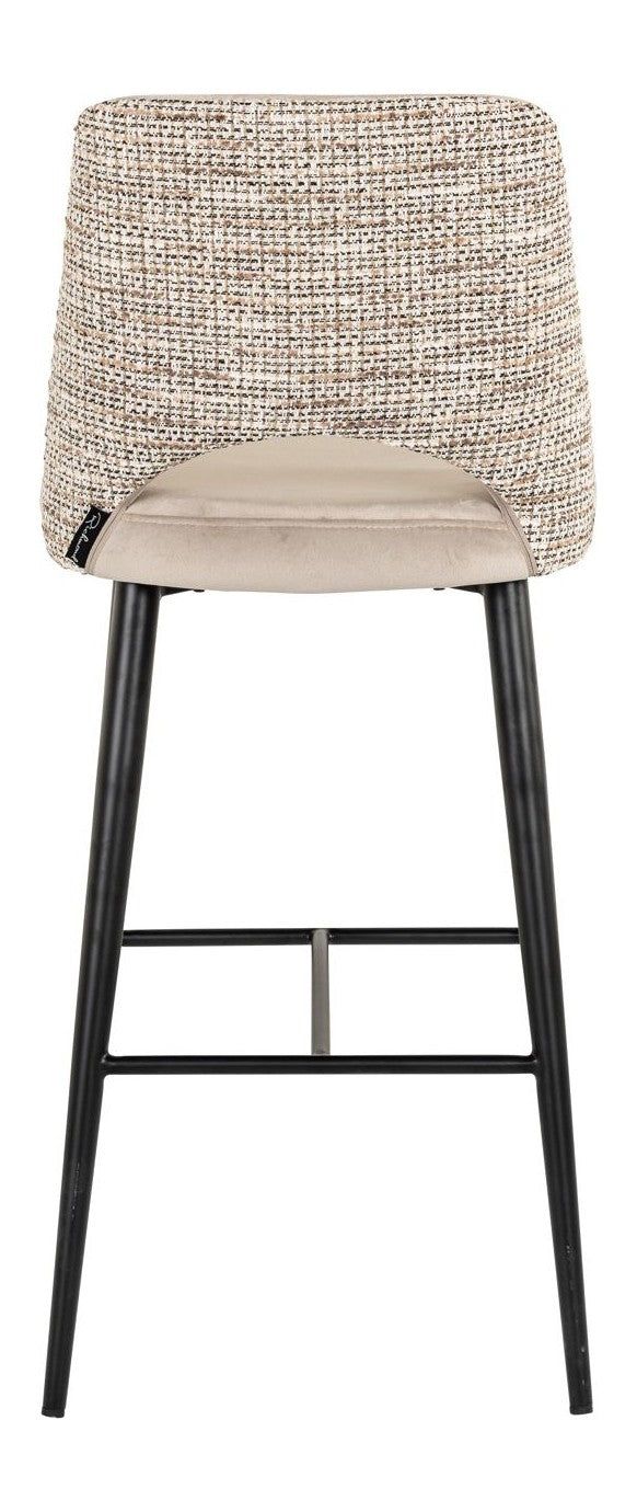 Barhocker Tabitha in trendy nature mit Samtbezug und Fußstütze