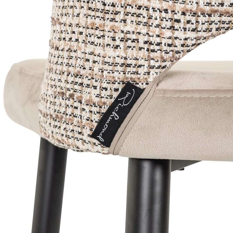 Barhocker Tabitha in trendy nature mit Samtbezug und Fußstütze