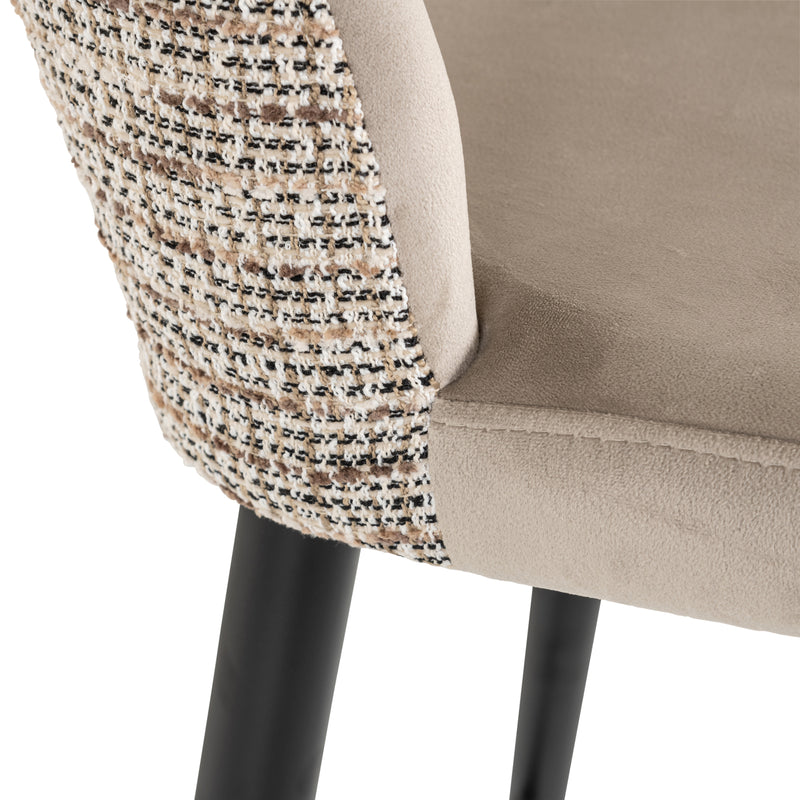 Barhocker Tabitha in trendy nature mit Samtbezug und Fußstütze