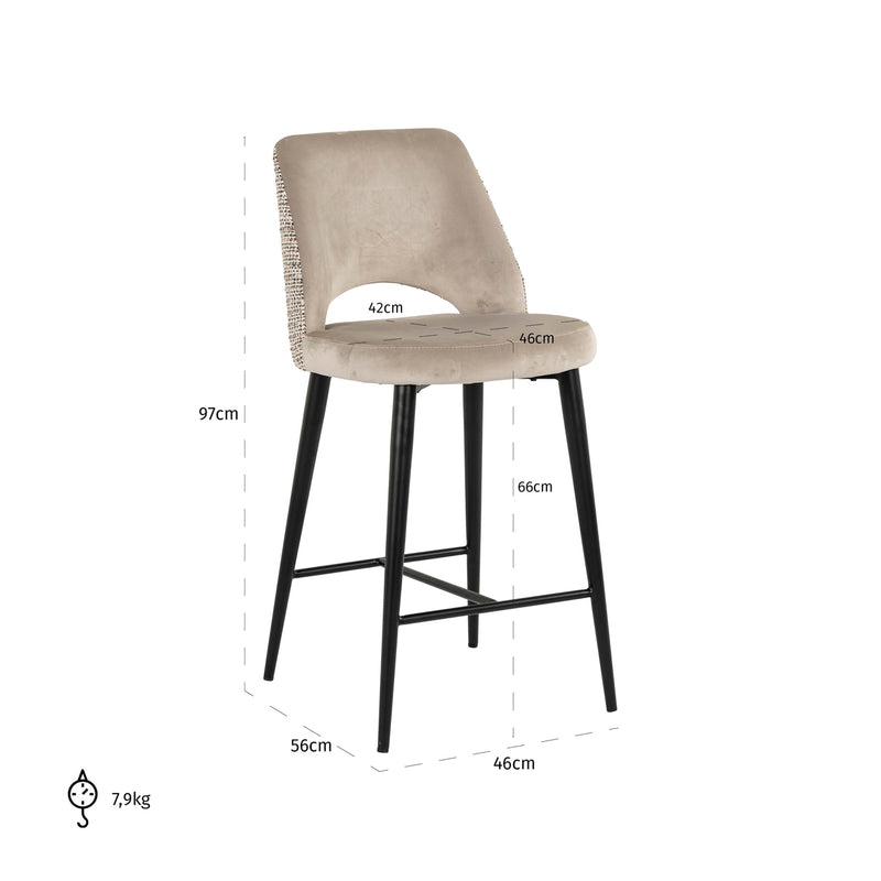 Barhocker Tabitha Richmond – Samtbezug trendy nature, Metallgestell