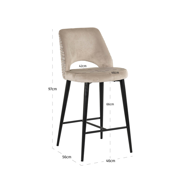 Barhocker Tabitha Richmond – Samtbezug trendy nature, Metallgestell