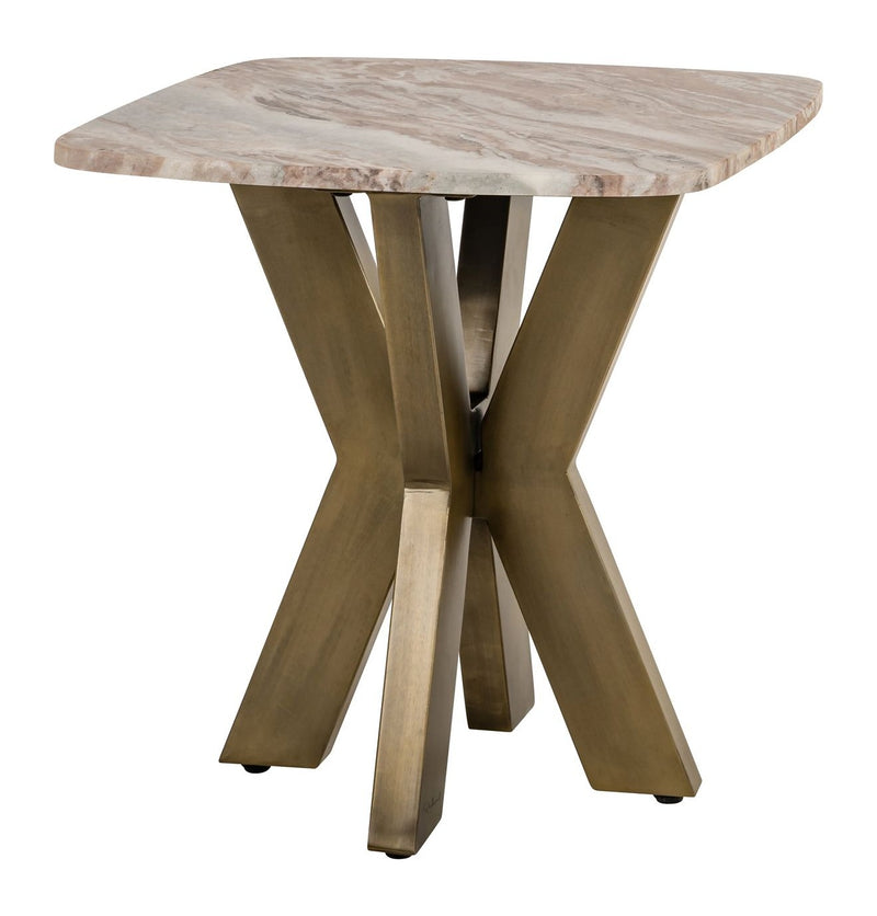 Beistelltisch Bottega Blush beige – Marmorplatte, Gold-Gestell