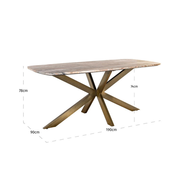 Esstisch Bottega Blush Beige – dänisch-oval, Toronto-Marmor, 190 cm