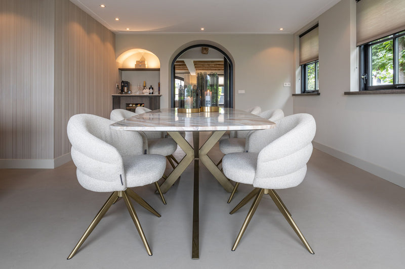 Esstisch Bottega Blush Beige oval 220 cm, Toronto-Marmor, Richmond