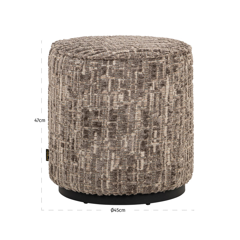 Richmond Hocker Lexie greige Ø45 cm – Fußbank & Sitzhocker