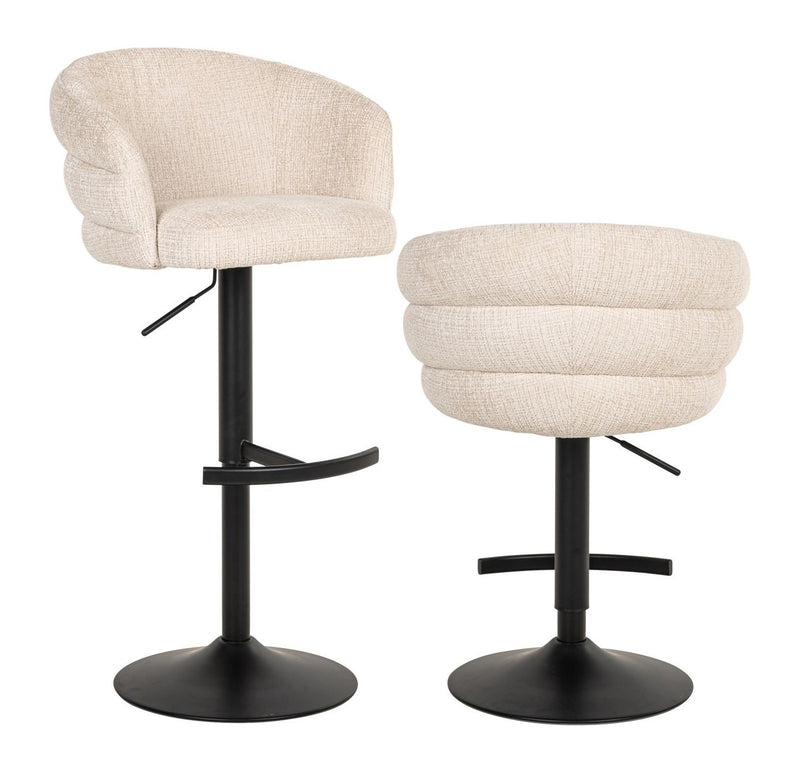 Barhocker Nikki Niagara Beige, höhenverstellbar & drehbar, Chenille