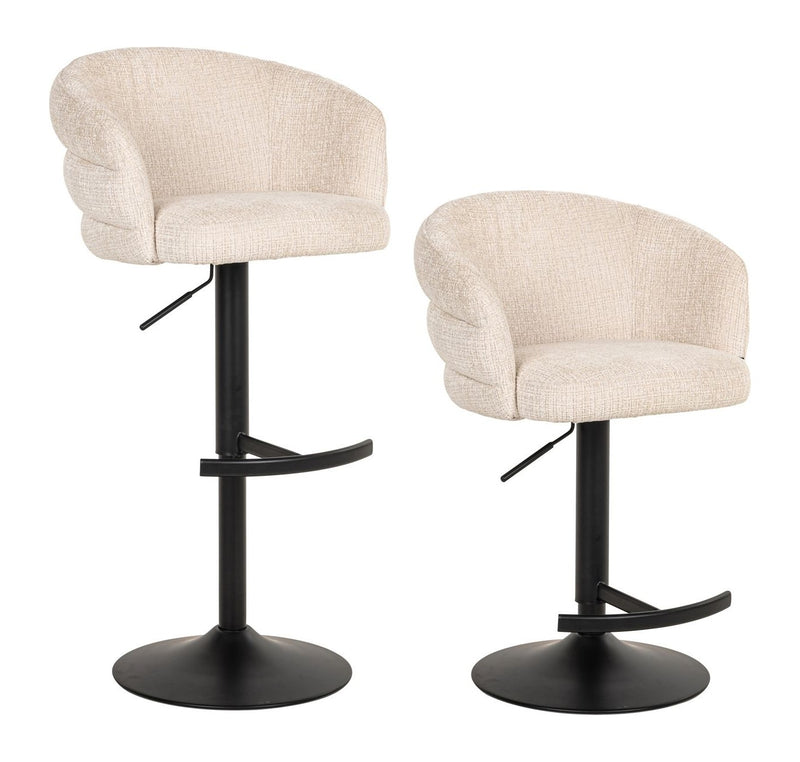 Barhocker Nikki Niagara Beige, höhenverstellbar & drehbar, Chenille