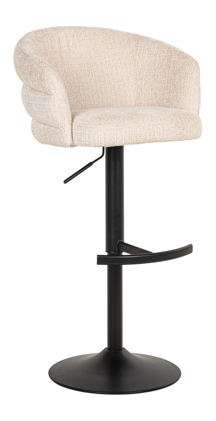 Barhocker Nikki Niagara Beige, höhenverstellbar & drehbar, Chenille