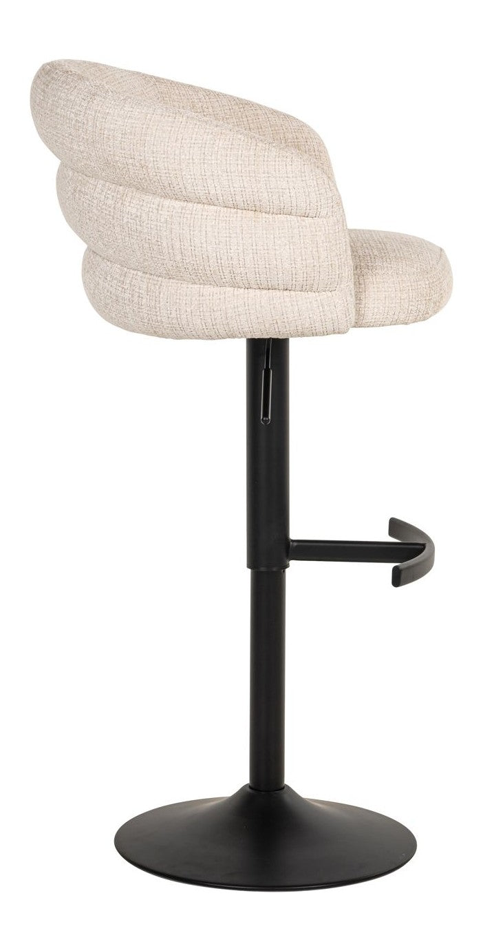 Barhocker Nikki Niagara Beige, höhenverstellbar & drehbar, Chenille