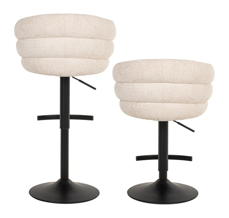 Barhocker Nikki Niagara Beige, höhenverstellbar & drehbar, Chenille
