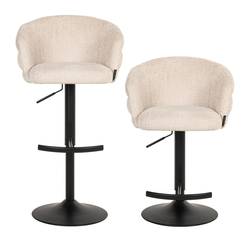 Barhocker Nikki Niagara Beige, höhenverstellbar & drehbar, Chenille