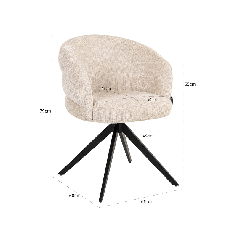 Esszimmerstuhl Serenity Niagara Beige drehbar mit Polyesterbezug