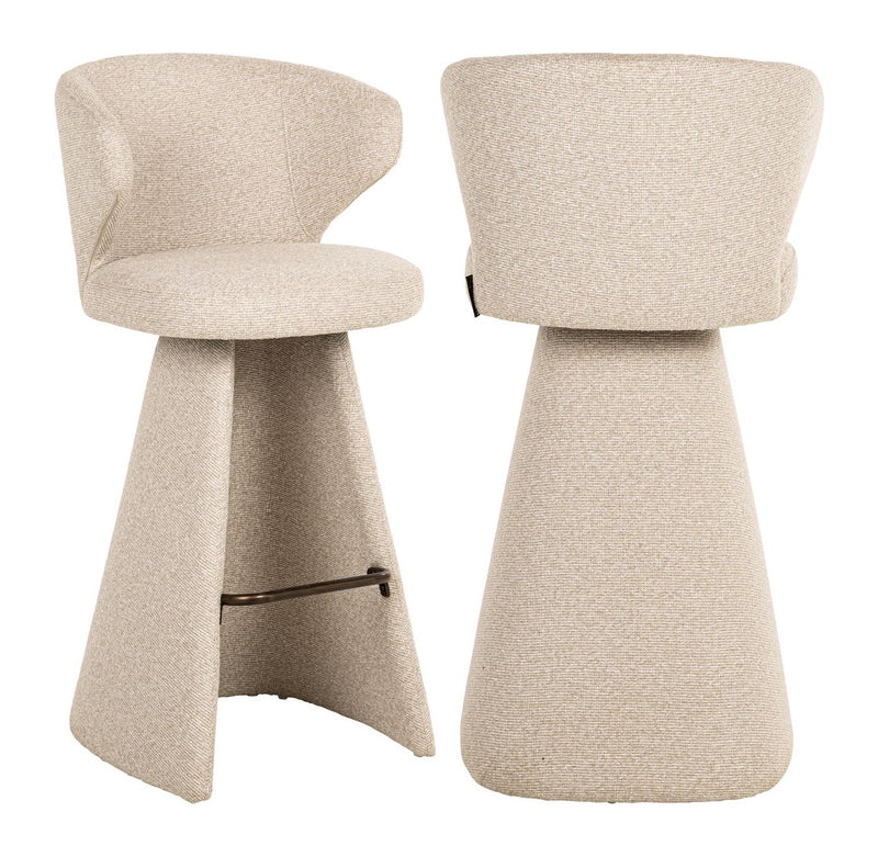 Barhocker Gatsbi Biscotti mit gepolstertem Sitz & Bronze-Fußstütze