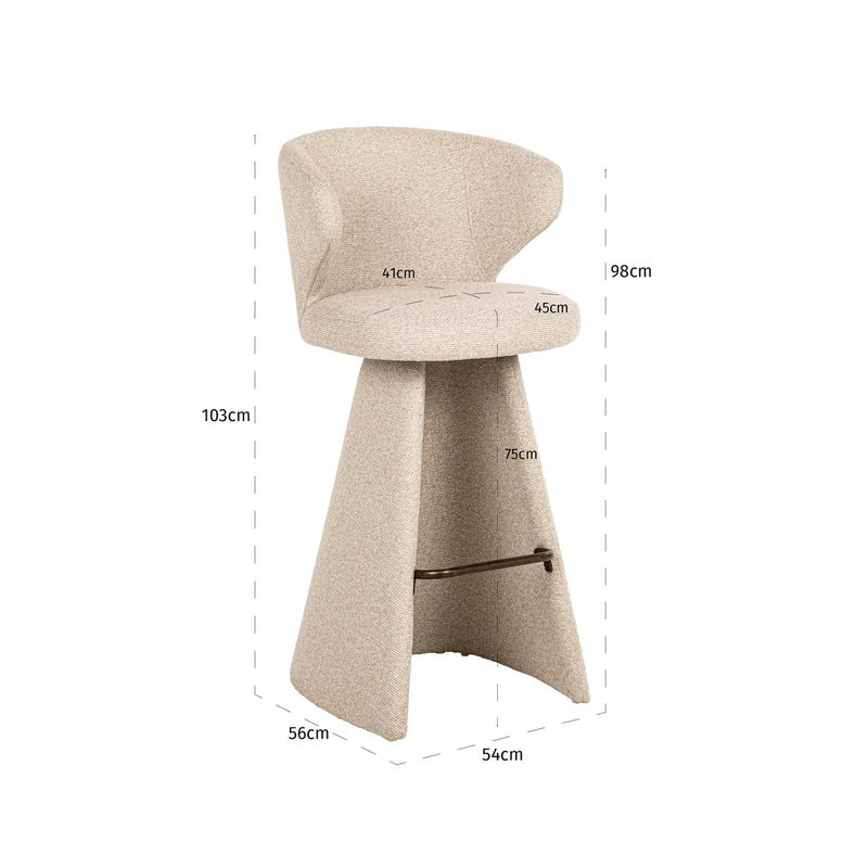 Barhocker Gatsbi Biscotti mit gepolstertem Sitz & Bronze-Fußstütze