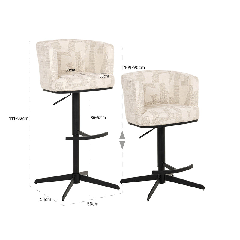 Barhocker Cheyenne höhenverstellbar, drehbar, beige graffic – Richmond