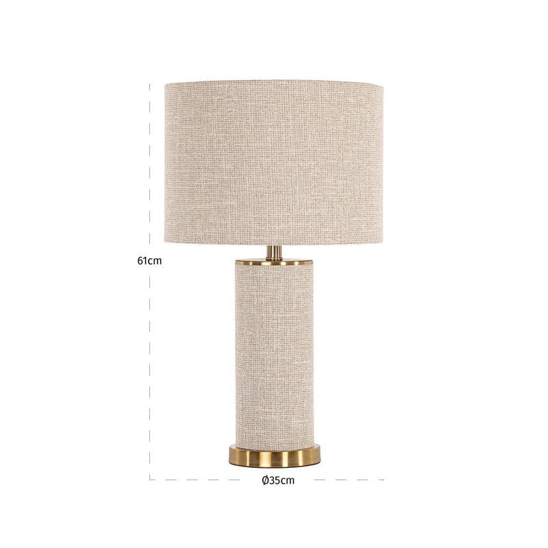 Tischlampe Joline beige mit Leinenschirm & Eisengestell, E27