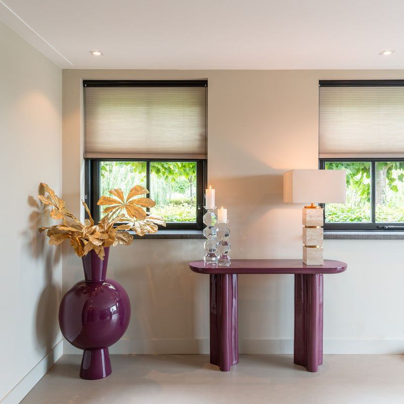 Tischlampe Jaella Beige aus Eisen und Travertin mit E27-Fassung