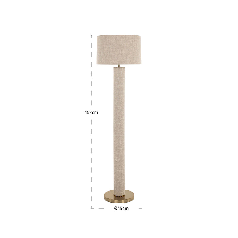 Stehlampe Joline Beige – Eisengestell mit Leinenschirm, E27
