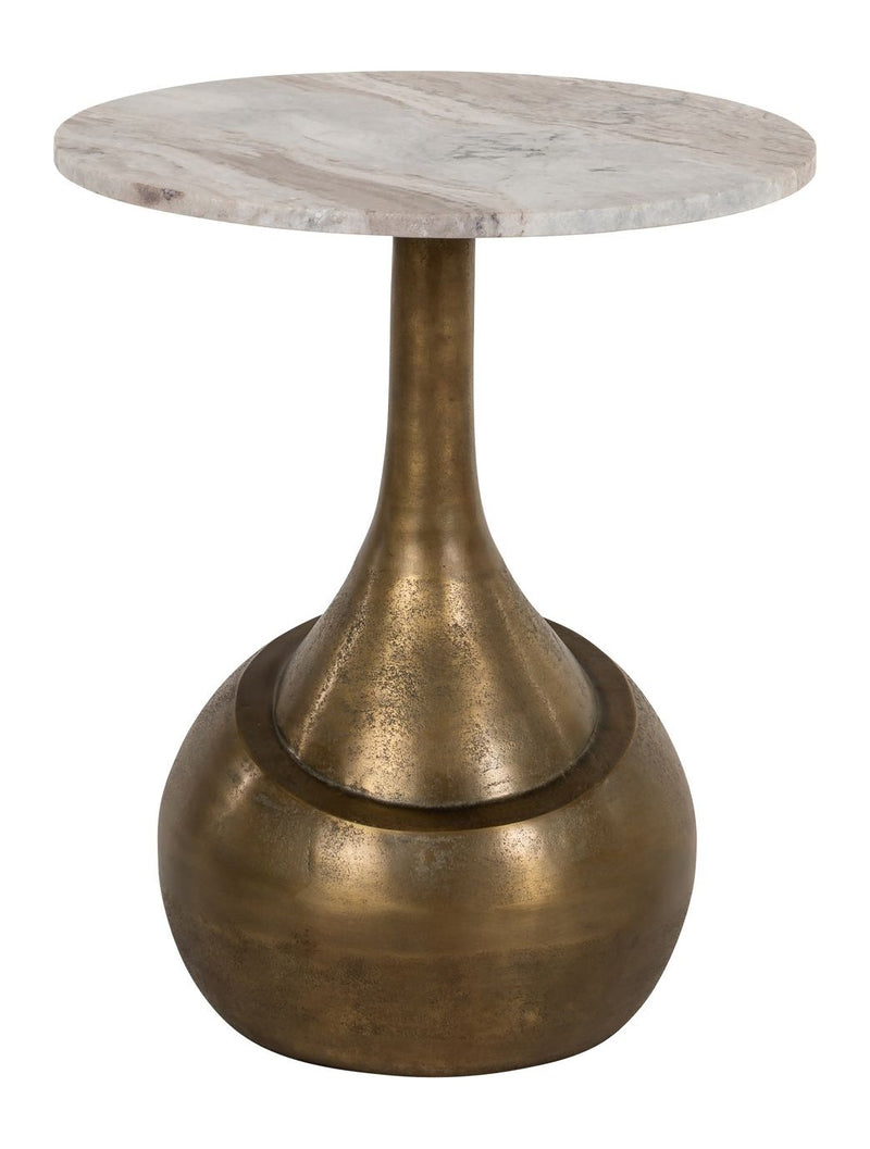 Beistelltisch Sia Blush beige mit Marmor & goldfarbenem Gestell