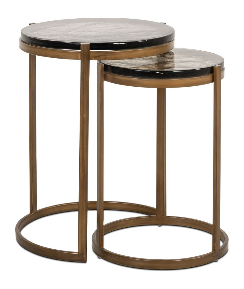 Beistelltisch Cleo Gold – 2er-Set aus Eisen mit Gussglas