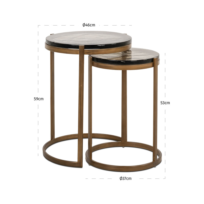 Beistelltisch Cleo Gold – 2er-Set aus Eisen mit Gussglas