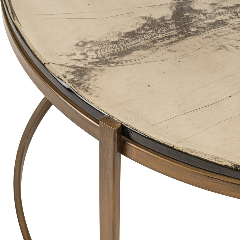 Couchtisch Cleo Gold im 2er-Set – Glasplatten & Eisengestell