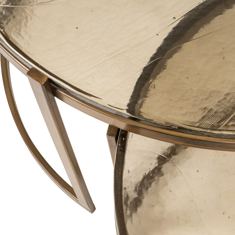 Couchtisch Cleo Gold im 2er-Set – Glasplatten & Eisengestell