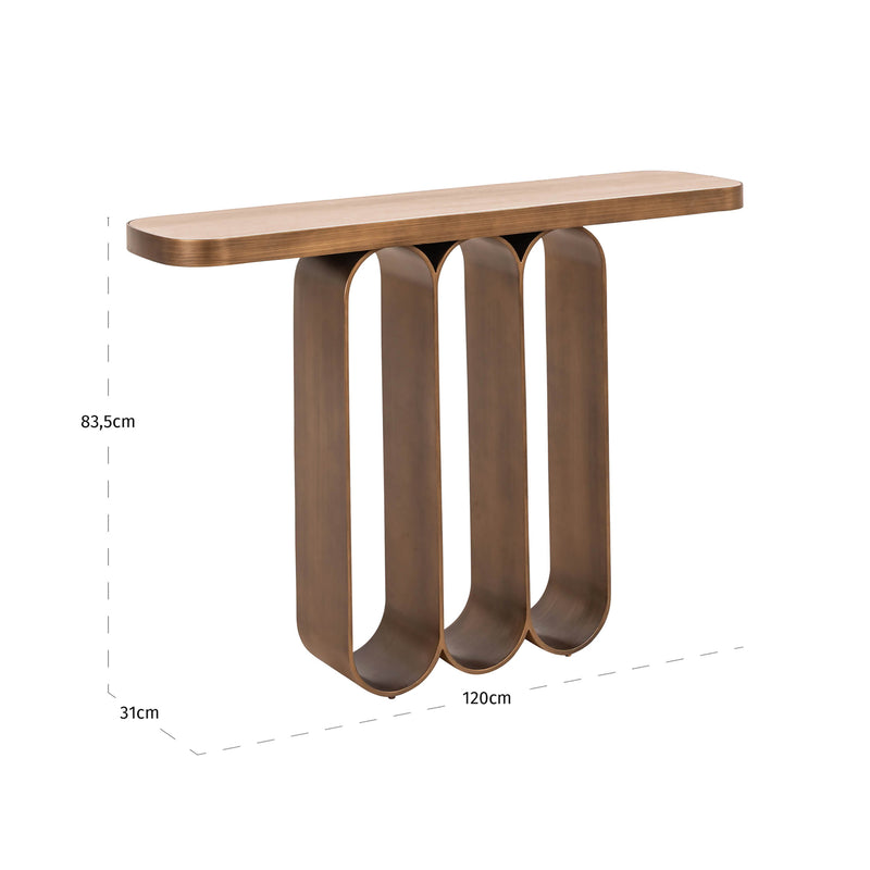 Konsole Locarno brushed gold – Eisen & Keramik, wendbare Platte