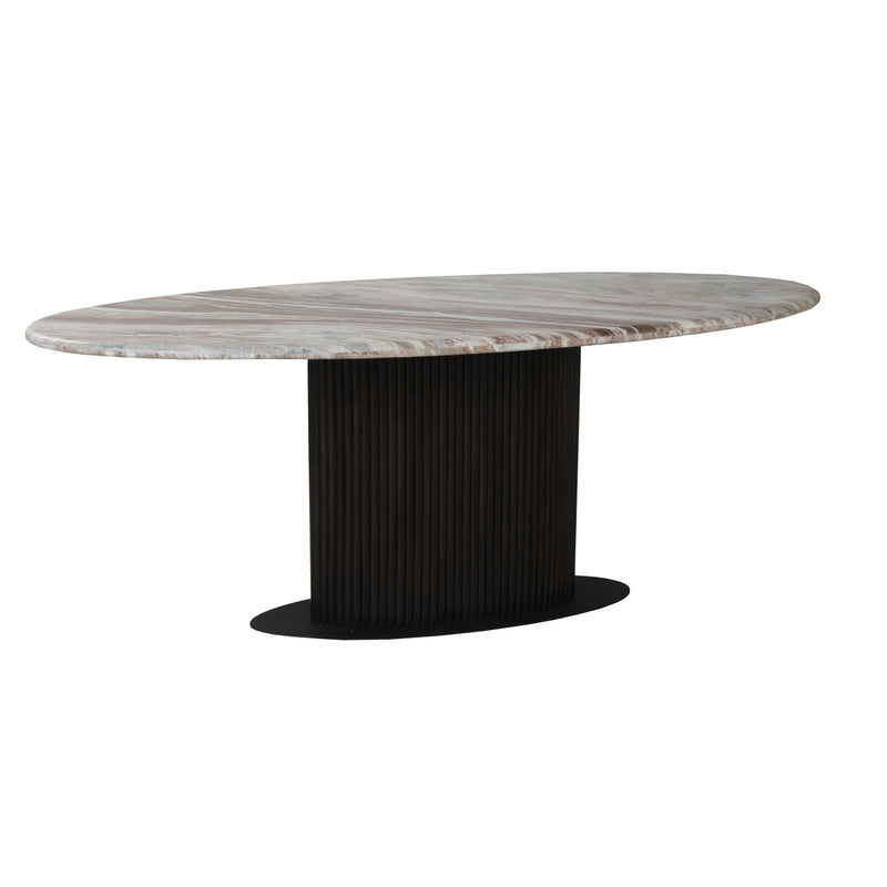 Esstisch Rashford Blush Beige, oval, 200x100 cm, Marmor-Look