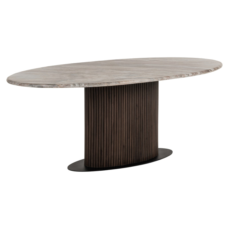 Esstisch Rashford Blush Beige, oval, 200x100 cm, Marmor-Look