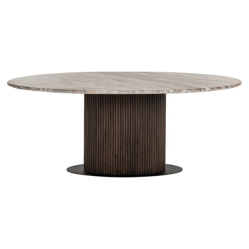 Esstisch Rashford Blush Beige, oval, 200x100 cm, Marmor-Look