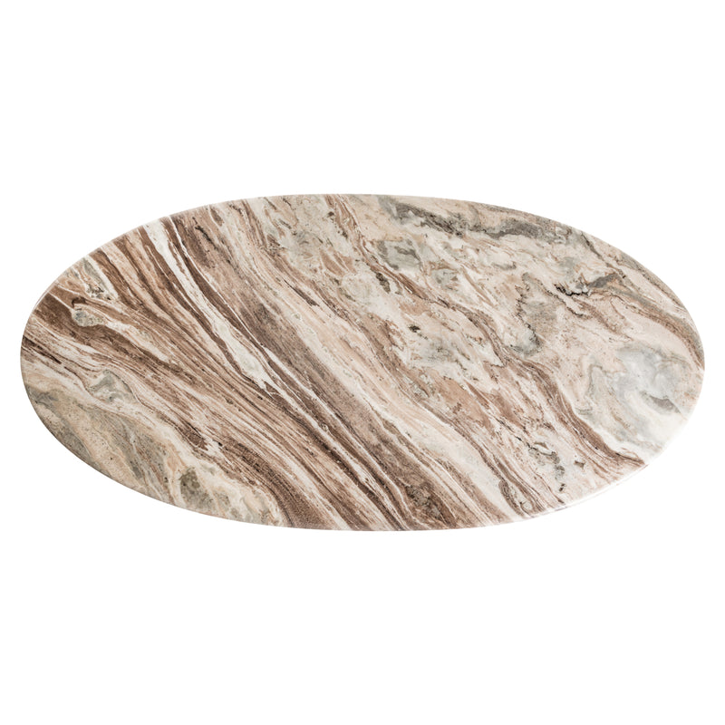 Esstisch Rashford Blush Beige, oval, 200x100 cm, Marmor-Look