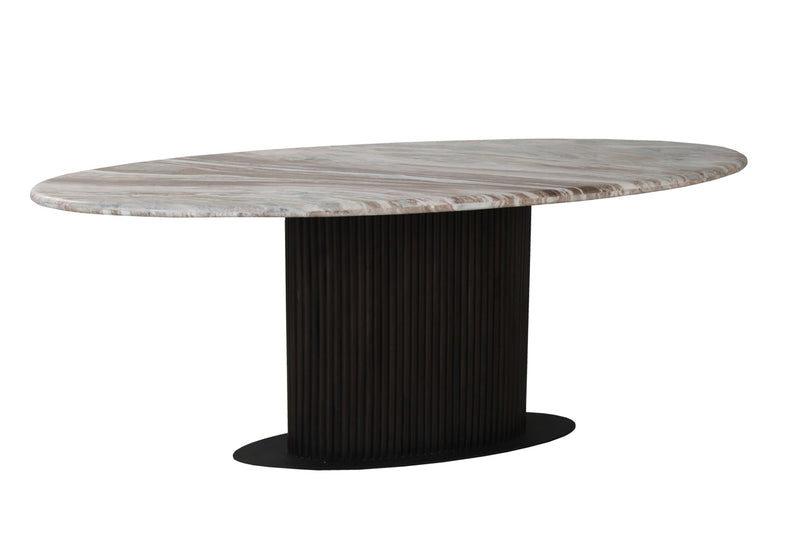 Esstisch Rashford Blush Beige, oval, 200x100 cm, Marmor-Look