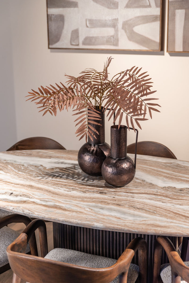 Esstisch Rashford Blush Beige, oval, 200x100 cm, Marmor-Look