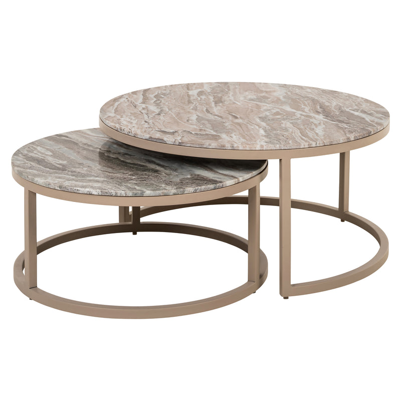 Richmond Couchtisch Fairfax clay im 2er-Set aus Eisen & Marmor
