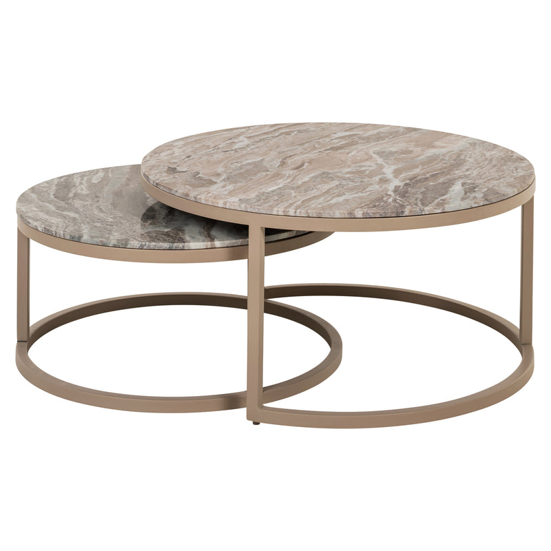 Richmond Couchtisch Fairfax clay im 2er-Set aus Eisen & Marmor