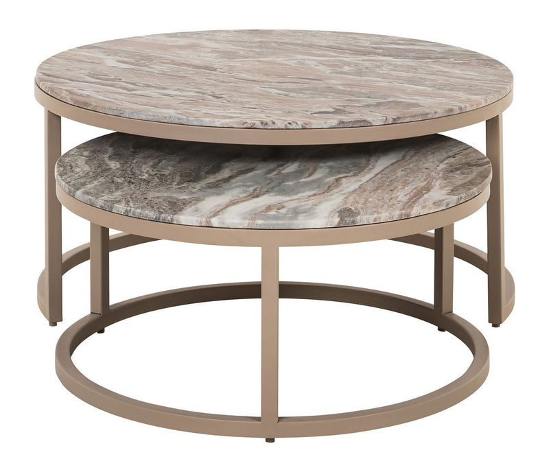 Richmond Couchtisch Fairfax clay im 2er-Set aus Eisen & Marmor