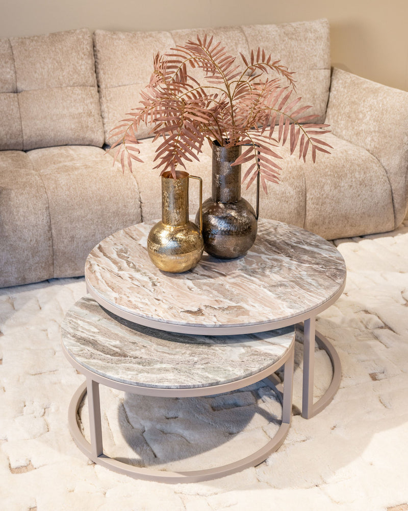 Richmond Couchtisch Fairfax clay im 2er-Set aus Eisen & Marmor