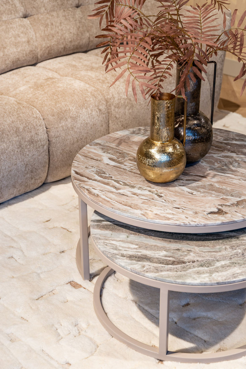 Richmond Couchtisch Fairfax clay im 2er-Set aus Eisen & Marmor