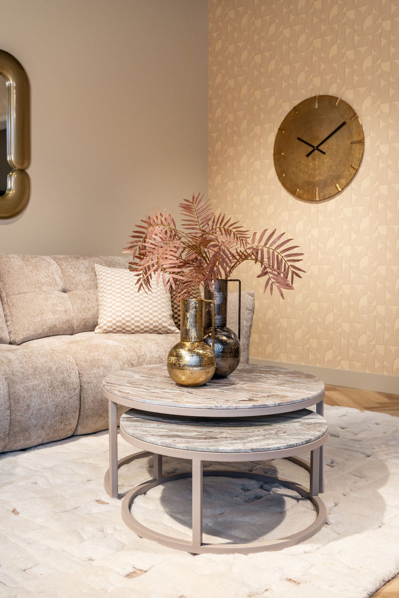 Richmond Couchtisch Fairfax clay im 2er-Set aus Eisen & Marmor