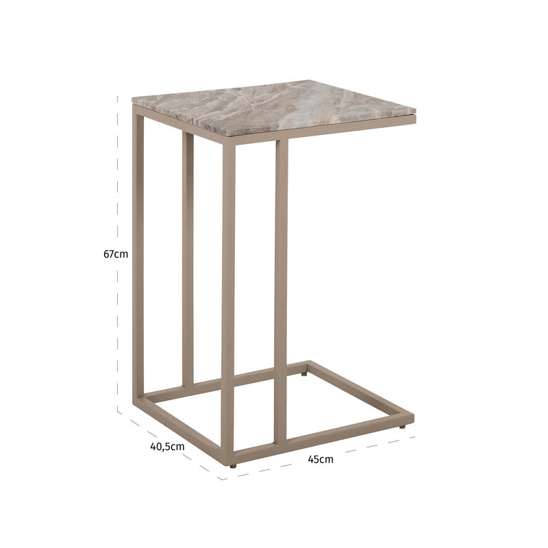 Sofabeistelltisch Fairfax clay – Eisen & Toronto-Marmor