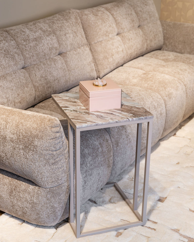 Sofabeistelltisch Fairfax clay – Eisen & Toronto-Marmor