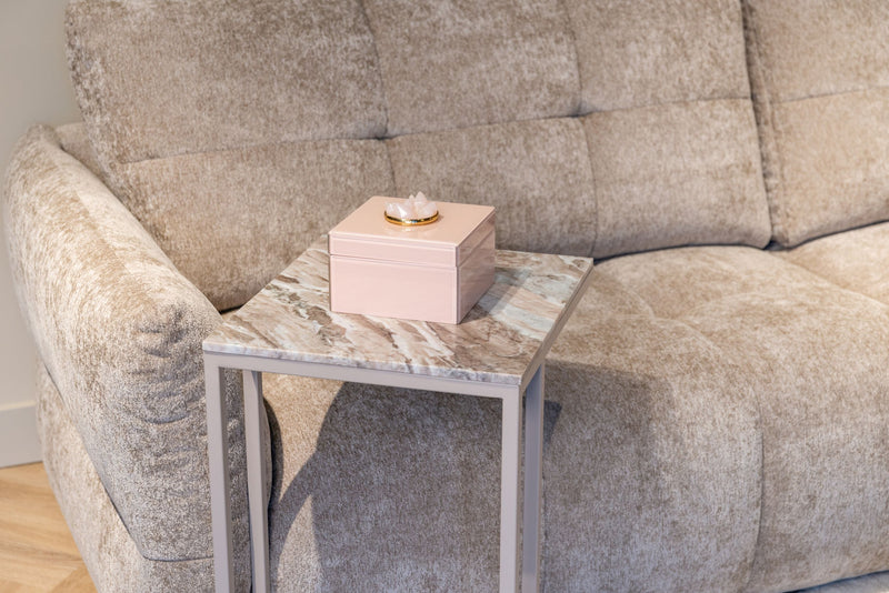 Sofabeistelltisch Fairfax clay – Eisen & Toronto-Marmor