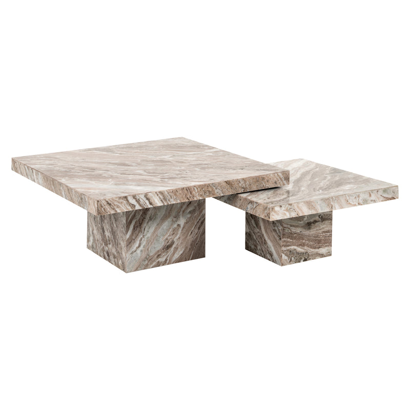 Couchtisch Rashford 2er-Set Blush Beige aus Toronto-Marmor