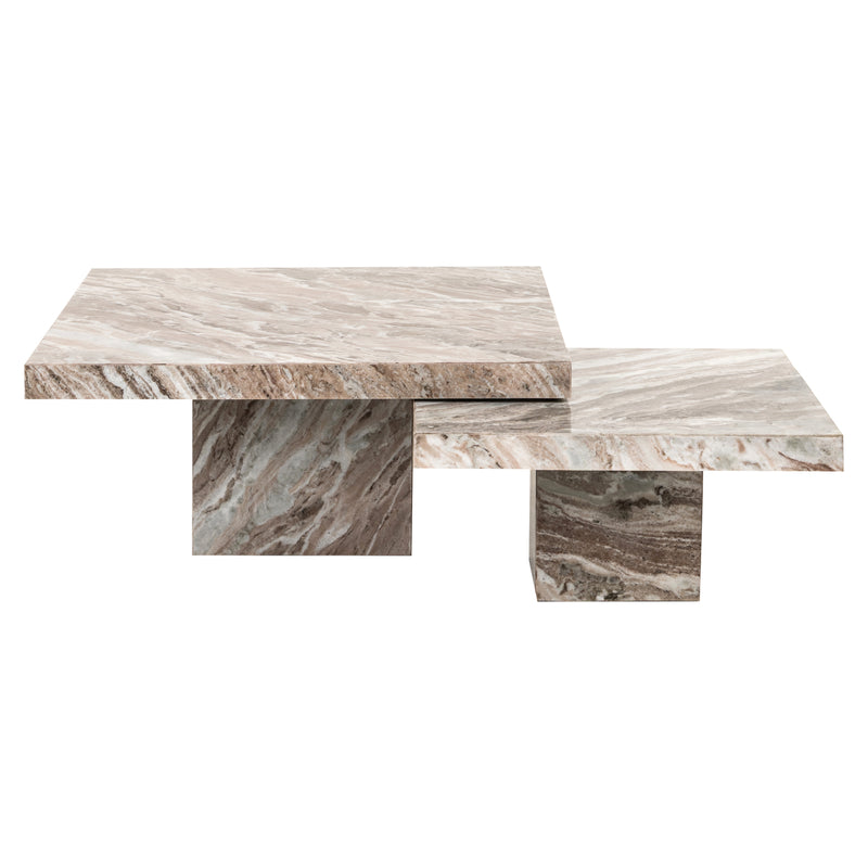 Couchtisch Rashford 2er-Set Blush Beige aus Toronto-Marmor