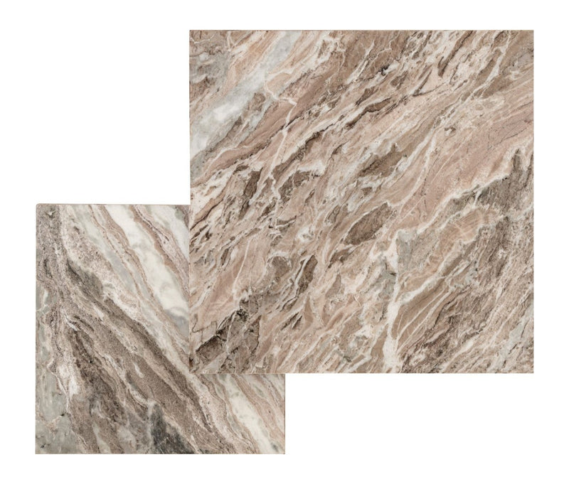 Couchtisch Rashford 2er-Set Blush Beige aus Toronto-Marmor