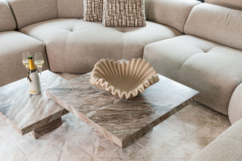 Couchtisch Rashford 2er-Set Blush Beige aus Toronto-Marmor