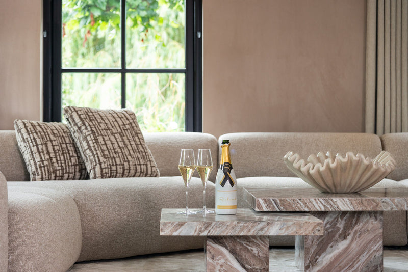 Couchtisch Rashford 2er-Set Blush Beige aus Toronto-Marmor