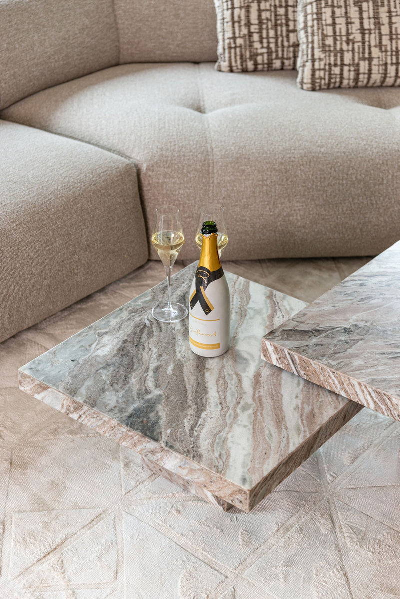 Couchtisch Rashford 2er-Set Blush Beige aus Toronto-Marmor