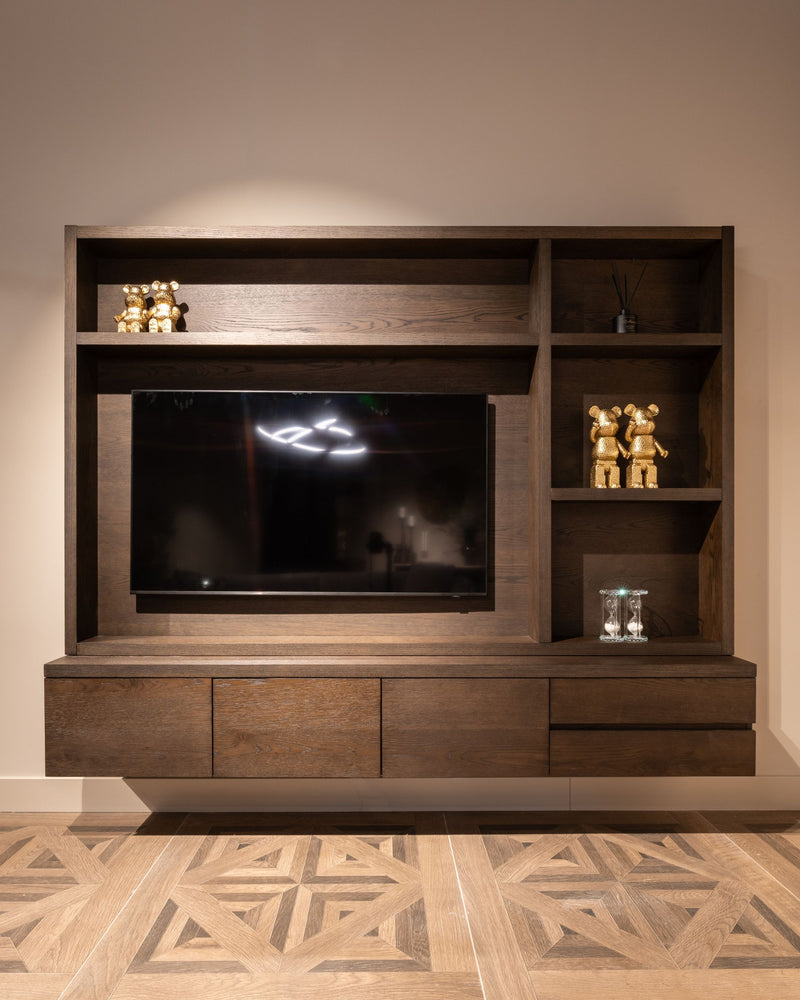 TV-Schrank Lachance braun, 3 Türen & 2 Schubladen, Eichenfurnier